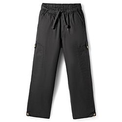 Pine Kids Cotton Woven Solid Full Length Trouser - Black