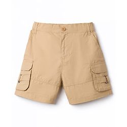 Pine Kids Cotton Woven Solid Shorts - Beige