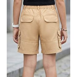 Pine Kids Cotton Woven Solid Shorts - Beige