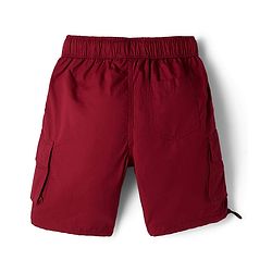Pine Kids Cotton Woven Solid Color Shorts - Dark Red