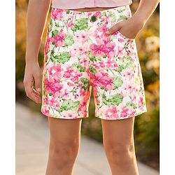 Pine Kids 100% Cotton Woven Floral Printed Shorts - Pink