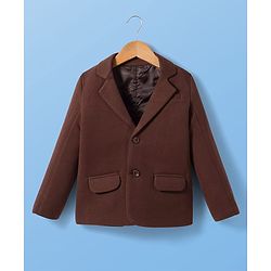 Pine Kids Knit Full Sleeves Party Blazer & Tiger Printed T-Shirt - Brown