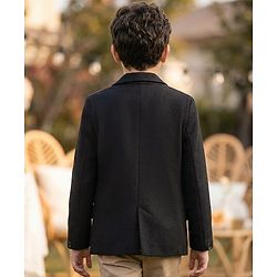 Pine Kids Knit Full Sleeves Solid Color Blazer with Inner Tee - Black