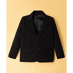 Pine Kids Knit Full Sleeves Solid Color Blazer with Inner Tee - Black