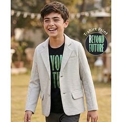 Pine Kids Knit Full Sleeves Solid Color Blazer with Inner Tee - Grey