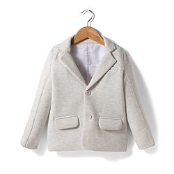 Pine Kids Knit Full Sleeves Solid Color Blazer with Inner Tee - Grey