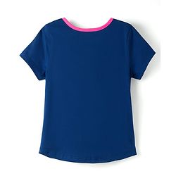 Pine Kids Cotton Knit Half Sleeves Top & Capri Night Suit With Wow Girl Club Print - Navy Blue