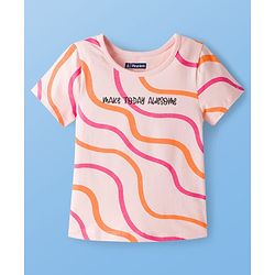 Pine Kids Cotton Knit Half Sleeves T-Shirt & Capri Night Suit With Make Today Awesome Print - Pink