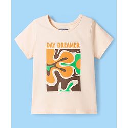 Pine Kids Cotton Knit Half Sleeves Top & Capri Night Suit With Floral Print - Yellow