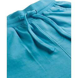 Pine Kids Looper Knit Knee Length Solid Colour Shorts with Alphabet Badge - Aqua Blue