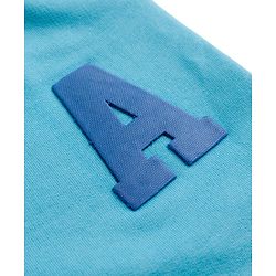 Pine Kids Looper Knit Knee Length Solid Colour Shorts with Alphabet Badge - Aqua Blue