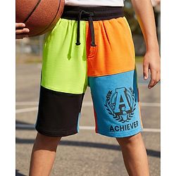 Pine Kids 100% Cotton Knit Cut N Sew Shorts With Text Print - Multicolour
