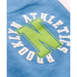 Pine Kids Looper Knit Knee Length Solid Colour Shorts with Text Print - Light Blue
