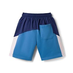 Pine Kids Looper Knit Knee Length Solid Colour Shorts with Text Print - Light Blue