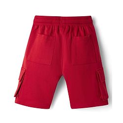 Pine Kids Looper Knit Solid Shorts With Cargo Pockets - Maroon