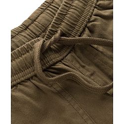 Pine Kids Cotton Elastane Woven Full Length Solid Trouser - Olive Green