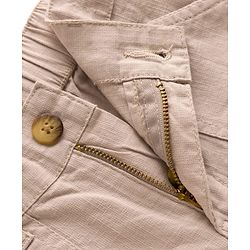 Pine Kids Cotton Elastane Woven Full Length Solid Color Trouser - Beige
