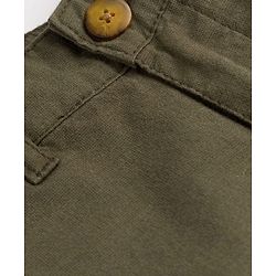 Pine Kids Cotton Elastane Woven Full Length Solid Color Trouser with Pocket - Olive Green