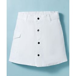 Pine Kids Cotton Elastane Woven Above Knee Length Solid Colour Skirt - White