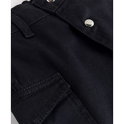 Pine Kids Cotton Elastane Woven Above Knee Length Solid Color Skirt - Black