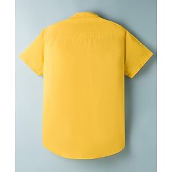 Pine Kids 7-8Y Male Yellow 100% Cotton Woven Half Sleeves Solid Shirt & Sleeveless Tank T-Shirt with Text Print