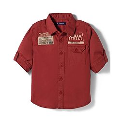 Pine Kids Cotton Woven Full Sleeves Shirt With Text Print - Rust