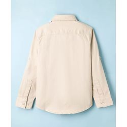 Pine Kids Cotton Woven Full Sleeves Shirt With New York Print - Beige
