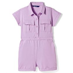 Pine Kids Cotton Lycra Knit Half Sleeves Solid Color Jumpsuit - Lilac