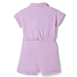 Pine Kids Cotton Lycra Knit Half Sleeves Solid Color Jumpsuit - Lilac