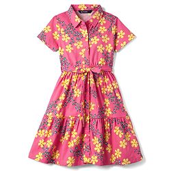 Pine Kids Cotton Woven One Piece Dresses/Frocks with Short Sleeves, Collar Neck, Floral Print Multi Color 4-5 Years