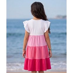 Pine Kids Cotton Knit One Piece Dresses/Frocks with Ruffled Sleeves Multicolor 5-6 Years