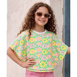 Pine Kids Cotton Knit Poncho Top Floral Print Multicolor 4-5 Years