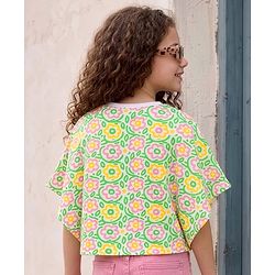 Pine Kids Cotton Knit Poncho Top Floral Print Multicolor 4-5 Years