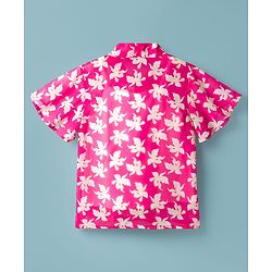 Pine Kids Woven Half Frill Sleeves Floral Printed Top With Inner Tee - Pink