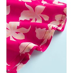 Pine Kids Woven Half Frill Sleeves Floral Printed Top With Inner Tee - Pink