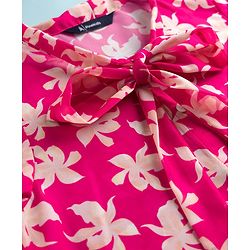 Pine Kids Woven Half Frill Sleeves Floral Printed Top With Inner Tee - Pink