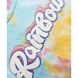 Pine Kids Cotton Drop Shoulder Knit Half Tie & Dye Top with Rainbow Print - Multicolor