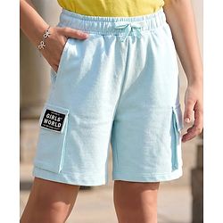 Pine Kids Looper Knit Shorts with Patch Detailing - Aqua Blue