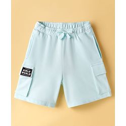 Pine Kids Looper Knit Shorts with Patch Detailing - Aqua Blue