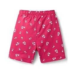 Pine Kids Looper Knit Above Knee Length Floral Printed Shorts - Dark Pink