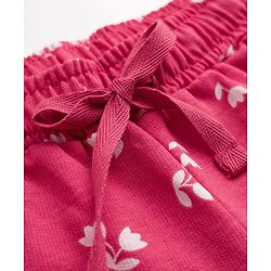 Pine Kids Looper Knit Above Knee Length Floral Printed Shorts - Dark Pink