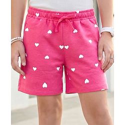 Pine Kids Looper Knit Heart Printed Shorts - Pink
