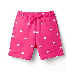 Pine Kids Looper Knit Heart Printed Shorts - Pink