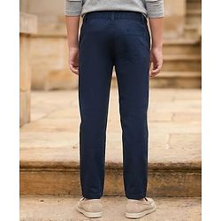 Pine Kids Cotton Elastane Woven Solid Color Trousers - Navy Blue