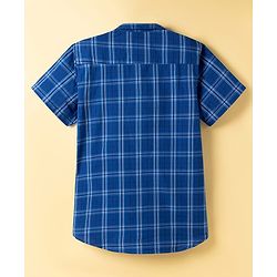Pine Kids Viscose Woven Half Sleeves Checkered Shirt with Inner Tee - Blue