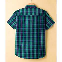 Pine Kids 100% Cotton Woven Half Sleeves Checked Shirt & T-Shirt With Vehicles Print - Multicolour