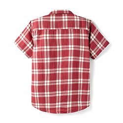 Pine Kids Cotton Woven Half Sleeves Checkered Shirt - Red