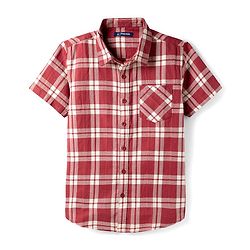 Pine Kids Cotton Woven Half Sleeves Checkered Shirt - Red