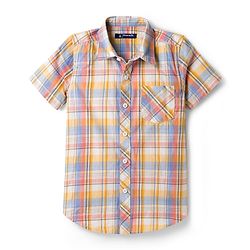 Pine Kids Cotton Woven Half Sleeves Checkered Shirt - Pink White & Yellow