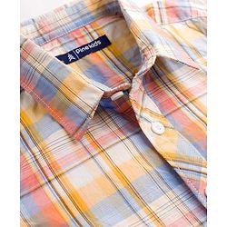 Pine Kids Cotton Woven Half Sleeves Checkered Shirt - Pink White & Yellow